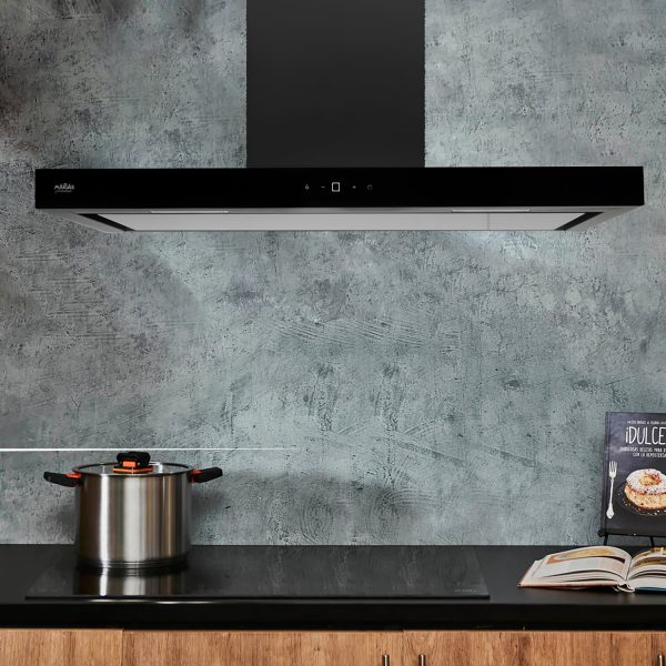 Campana Control Touch 90cm / Placa Inferior Vidrio Negro. - Imagen 6